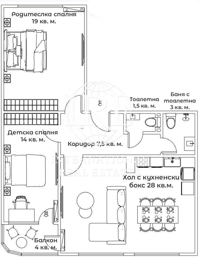 Тристаен апартамент - Лятно кино Тракия, гр Варна-3